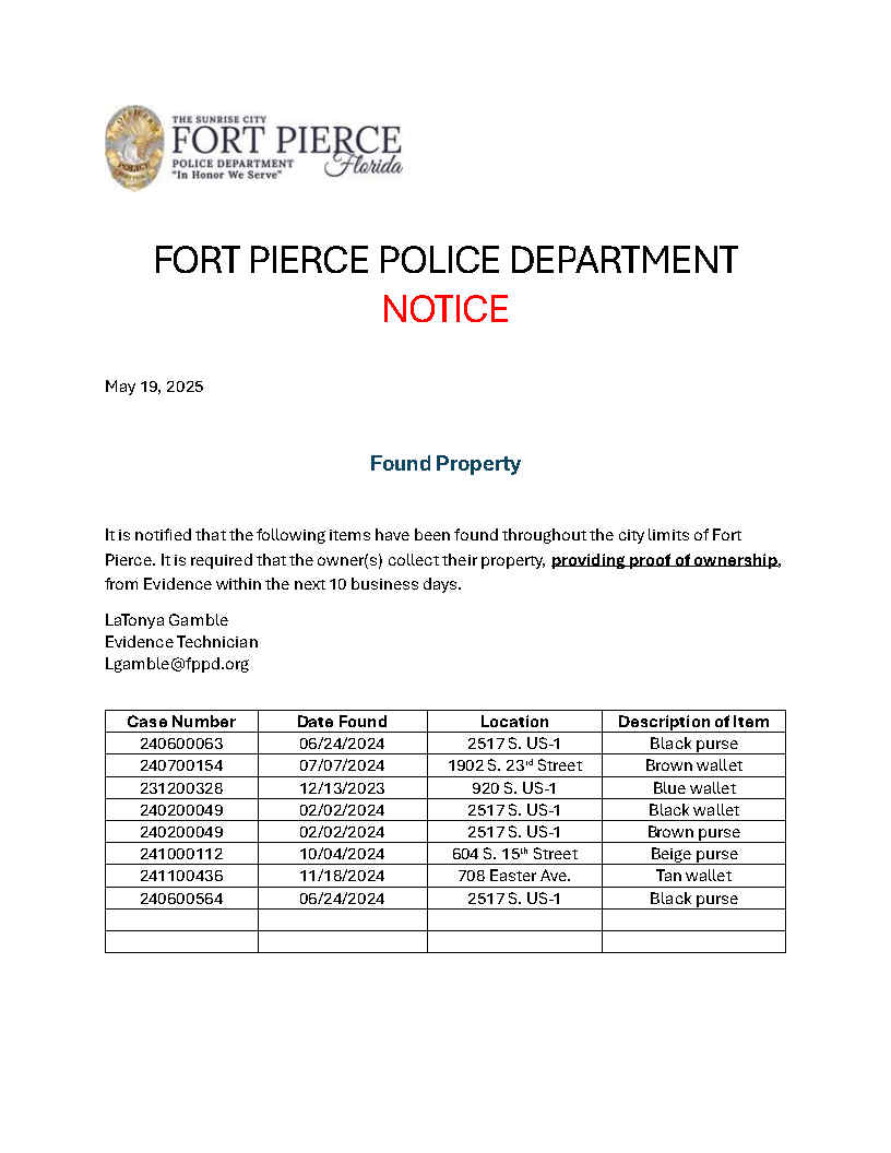 Found Property 05-19-2025